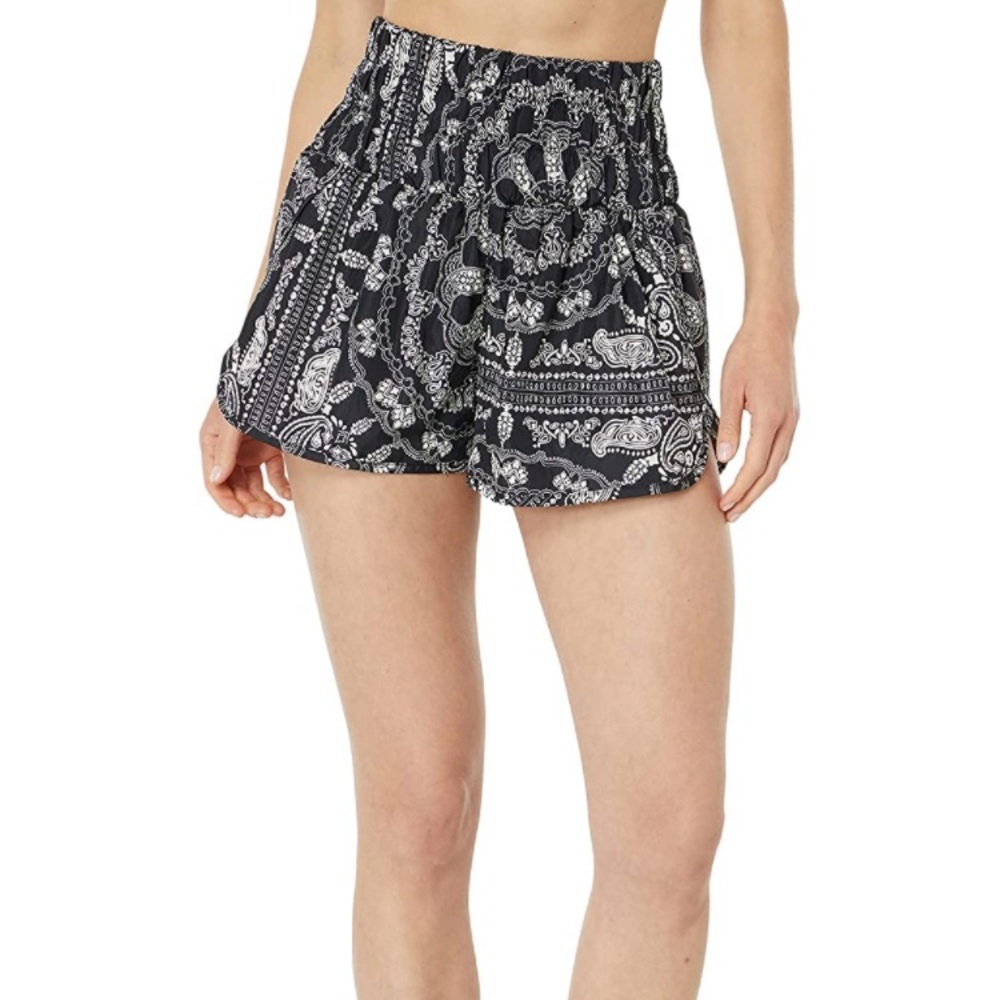 FP Movement by Free People Women's Printed Way Home Shorts- black Bandana Large